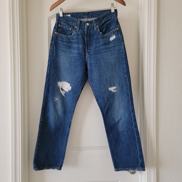 Levi's Denim - Levi's Blue Distressed Cropped Ankle Jeans